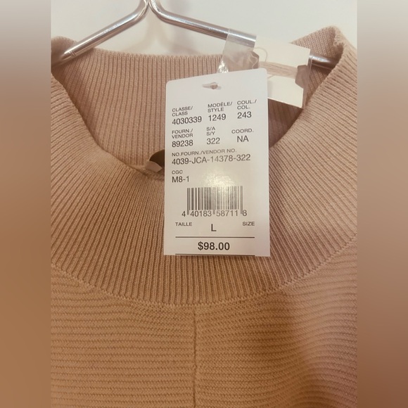 NWT Laura Camel Turtleneck Sweater with soft silver sparkly stripe down the arms - Picture 2 of 5